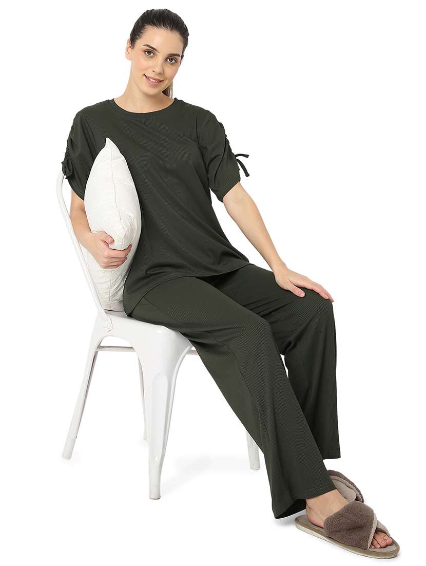 women solid nightwear pyjama set - 21724236 - Standard Image - 4