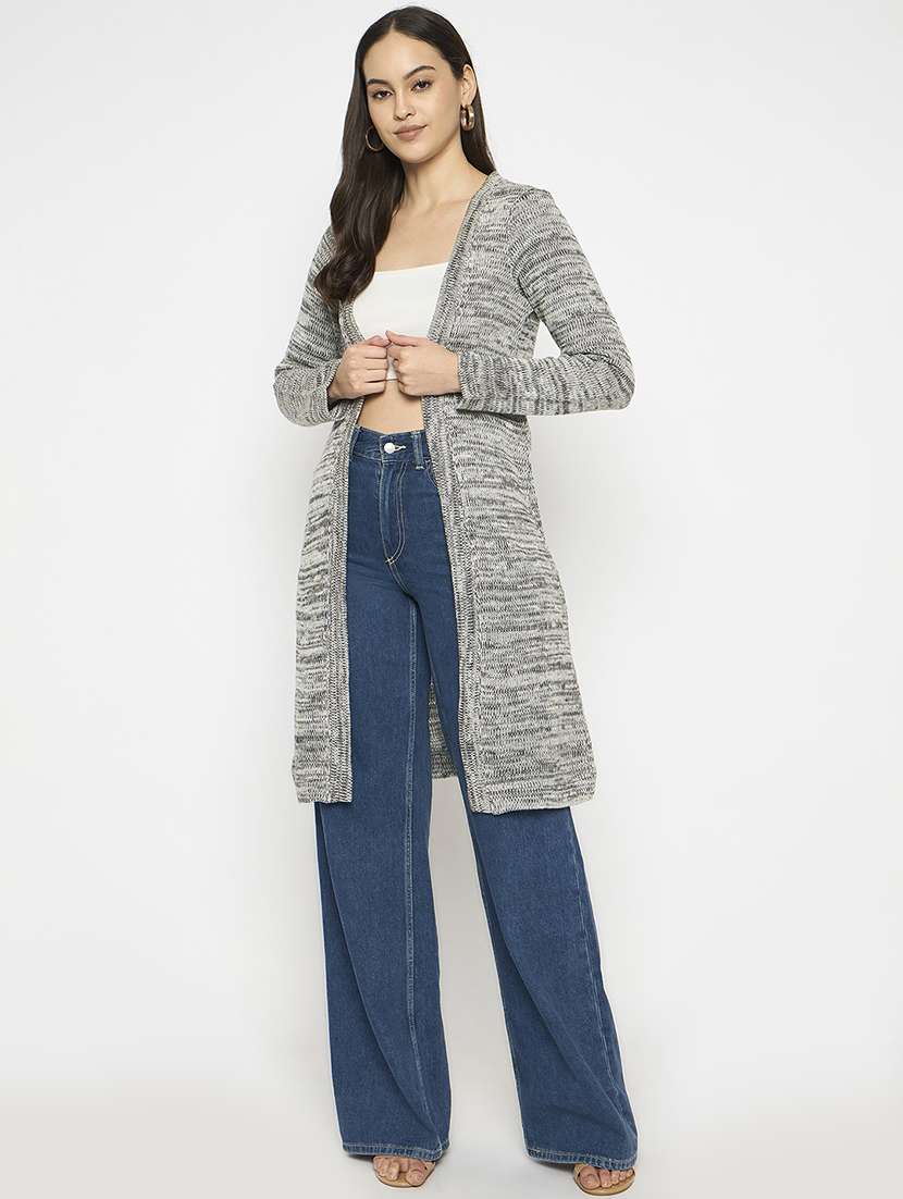 women solid long sleeves regular shrug