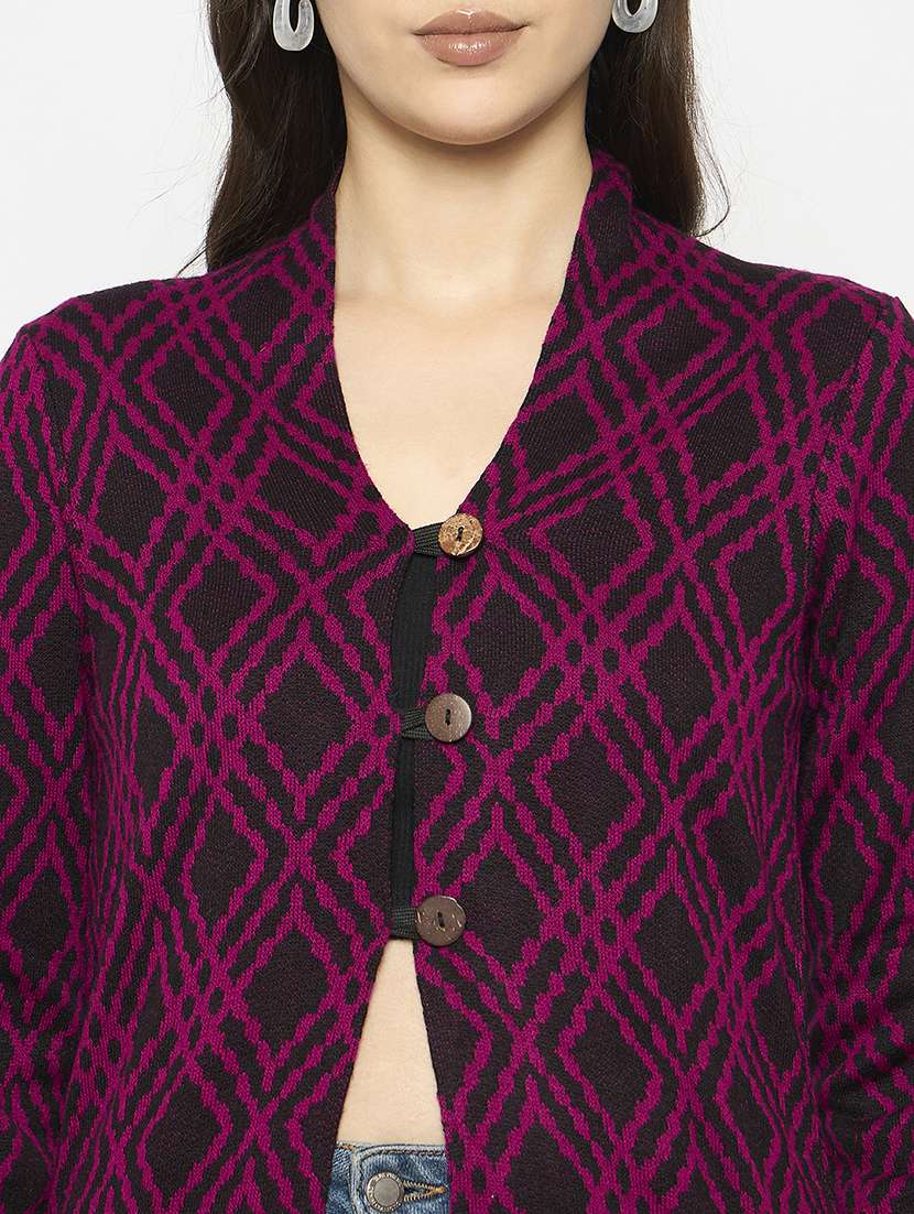women self designed long sleeves cardigan - 21724246 - Standard Image - 4