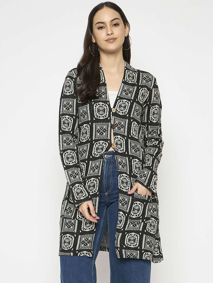 women self designed long sleeves cardigan