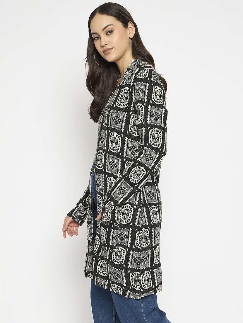 women self designed long sleeves cardigan - 21724247 - Standard Image - 1