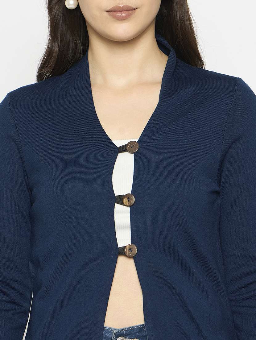 women solid long sleeves cardigan - 21724248 - Standard Image - 4