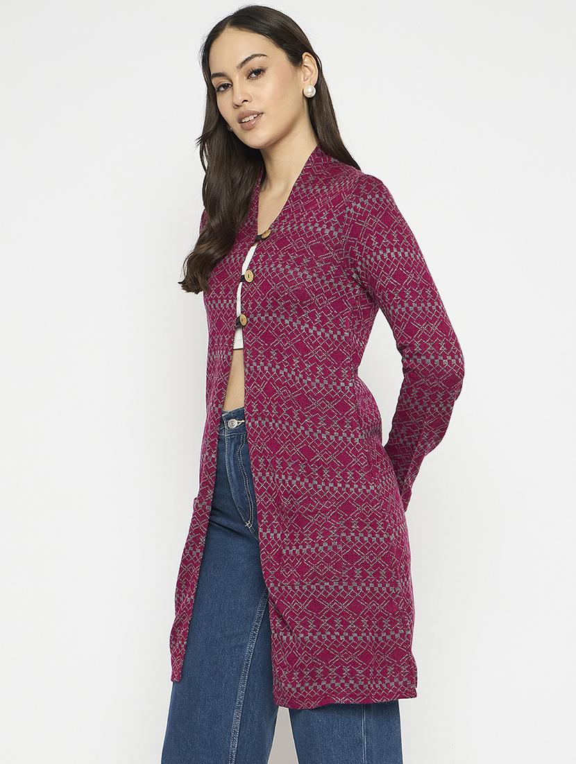 women self designed long sleeves cardigan - 21724249 - Standard Image - 1