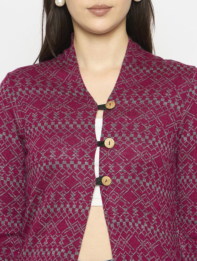 women self designed long sleeves cardigan - 21724249 - Standard Image - 4