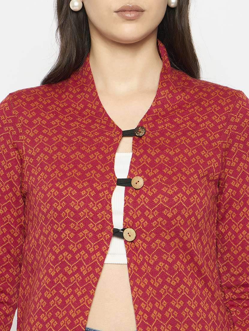 women self designed long sleeves cardigan - 21724250 -  Standard Image - 4