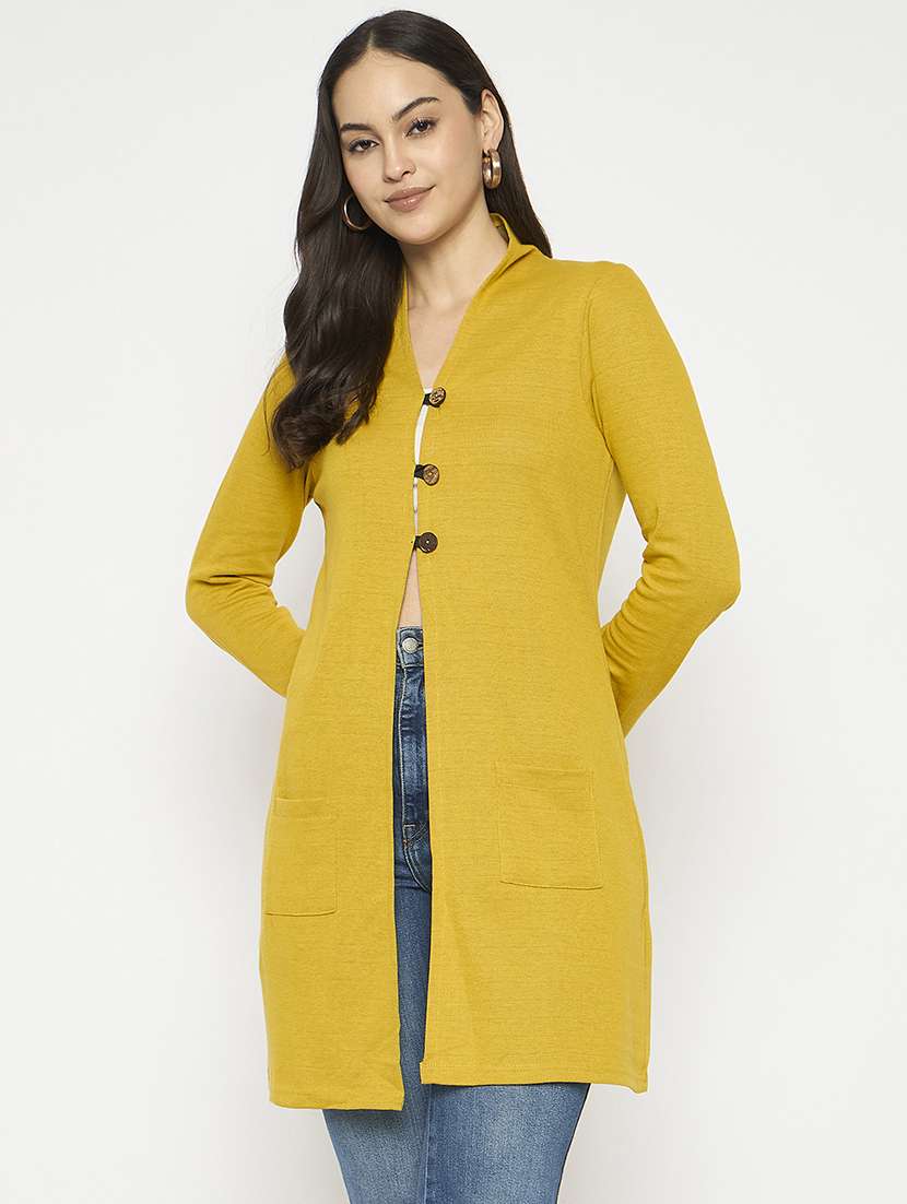 women solid long sleeves cardigan - 21724252 -  Zoom Image - 0