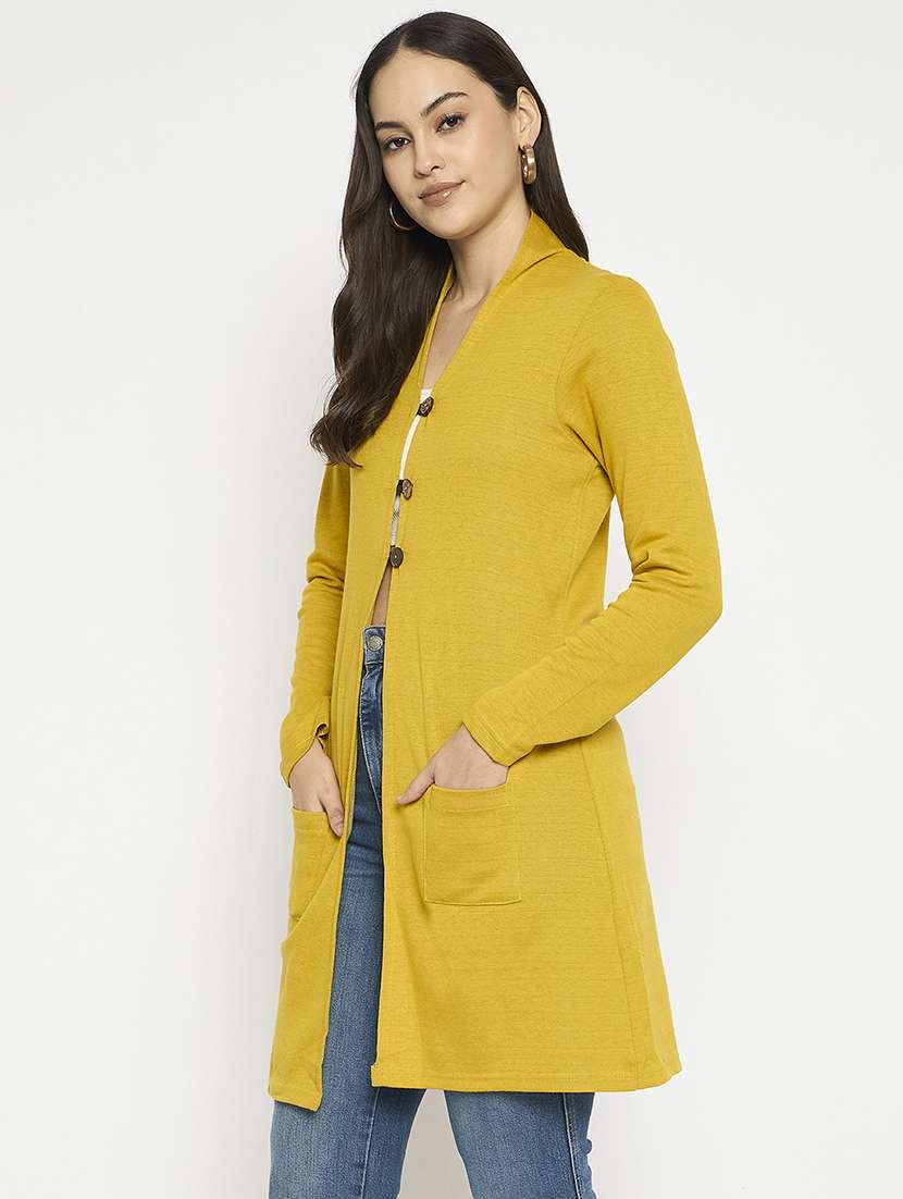 women solid long sleeves cardigan - 21724252 -  Standard Image - 1