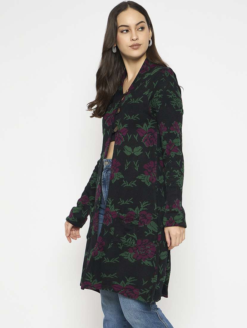women self designed long sleeves cardigan - 21724253 -  Standard Image - 1