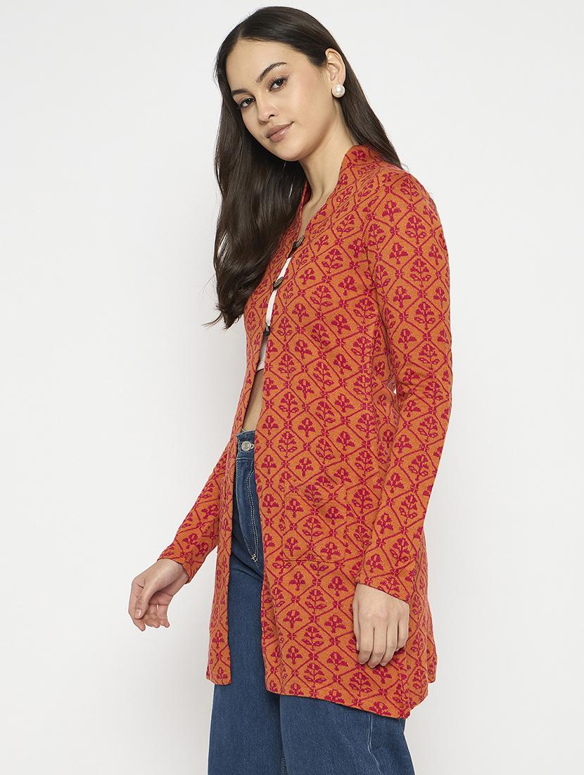 women self designed long sleeves cardigan - 21724254 - Standard Image - 1