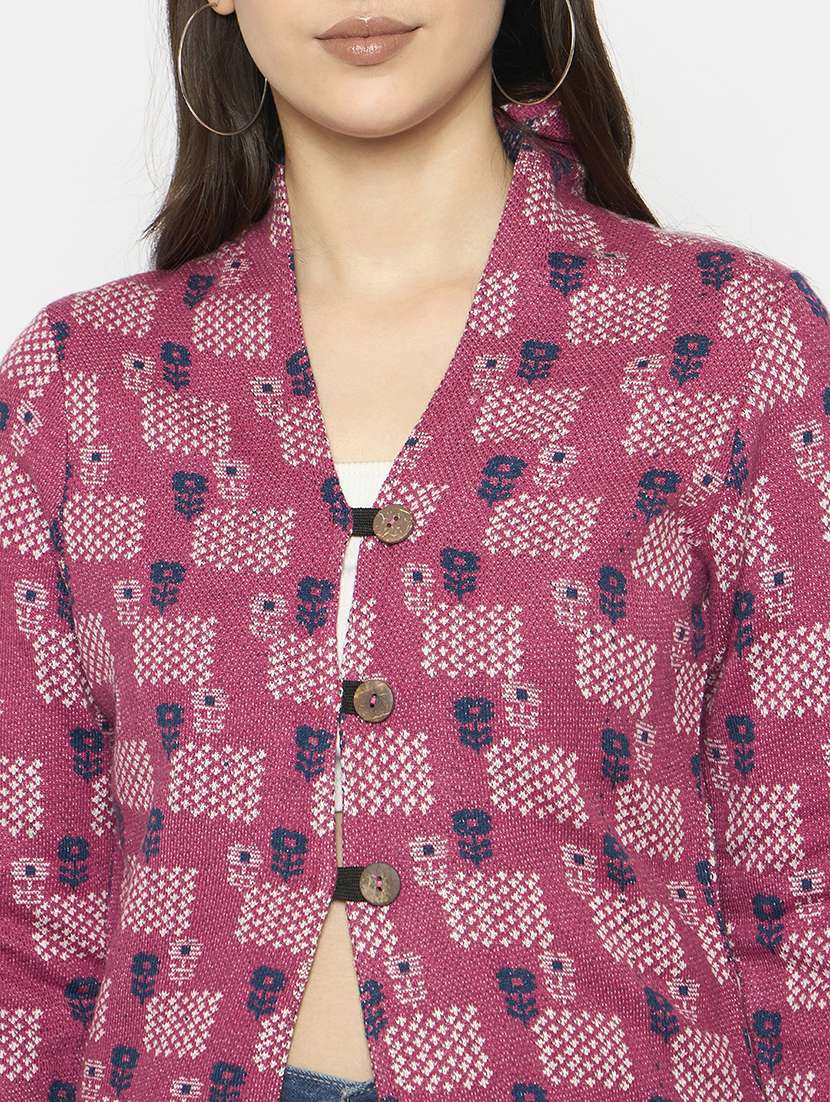 women long sleeves self design cardigan - 21724255 -  Standard Image - 4