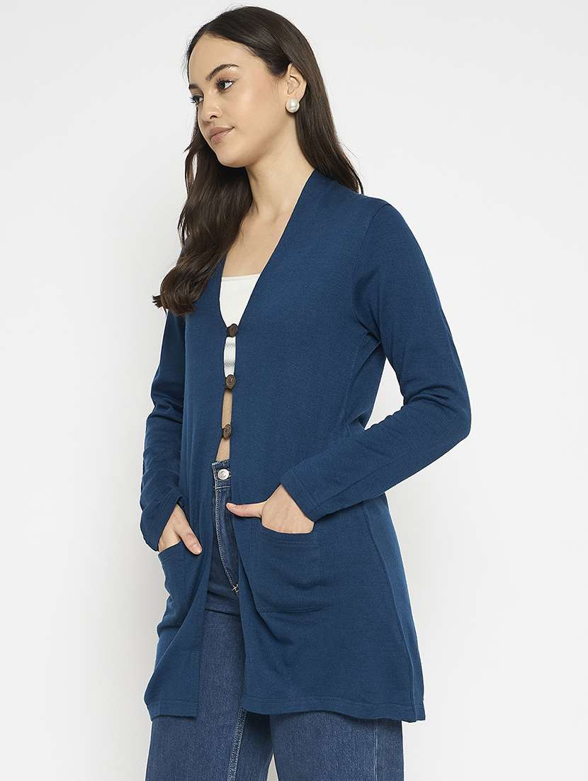 women long sleeves solid cardigan - 21724256 - Standard Image - 1