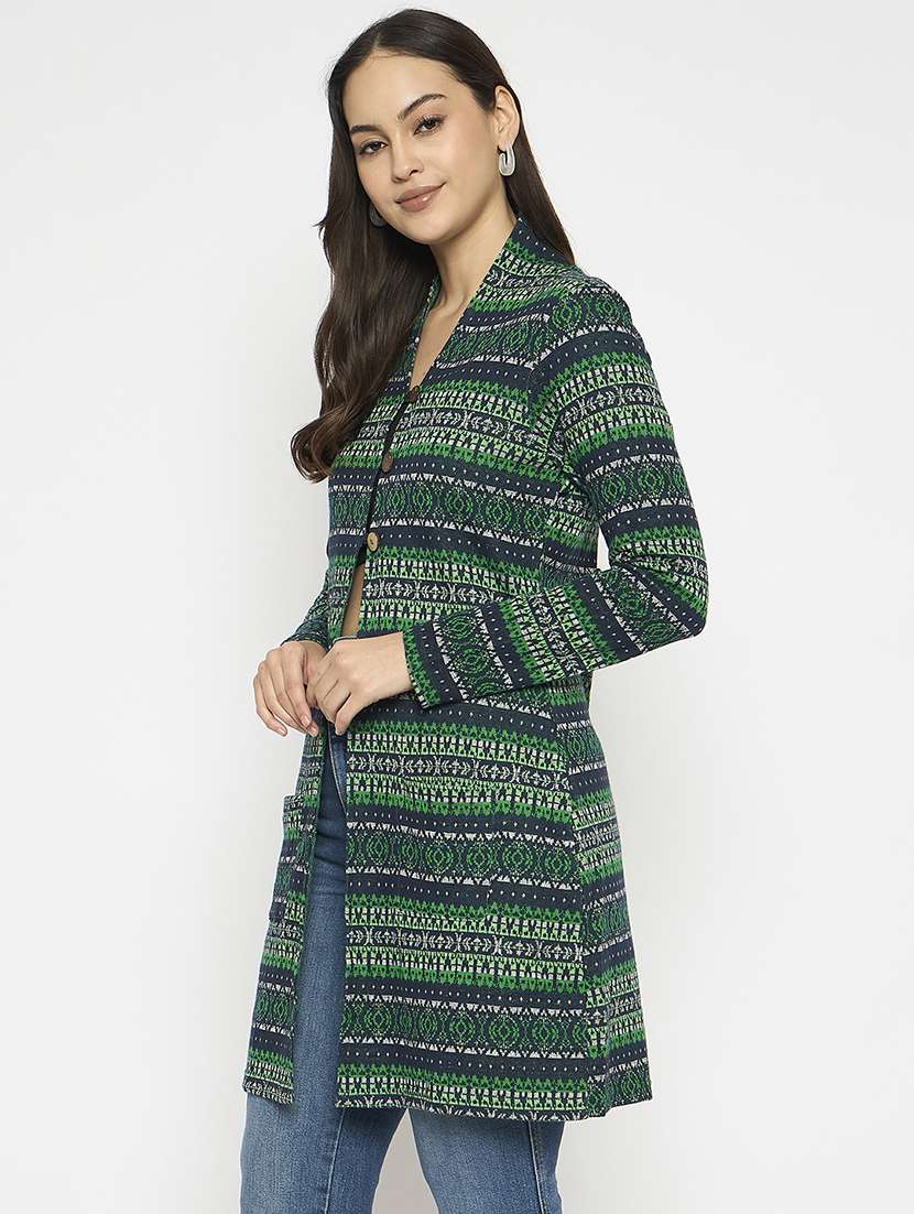 women long sleeves self design cardigan - 21724257 -  Standard Image - 1