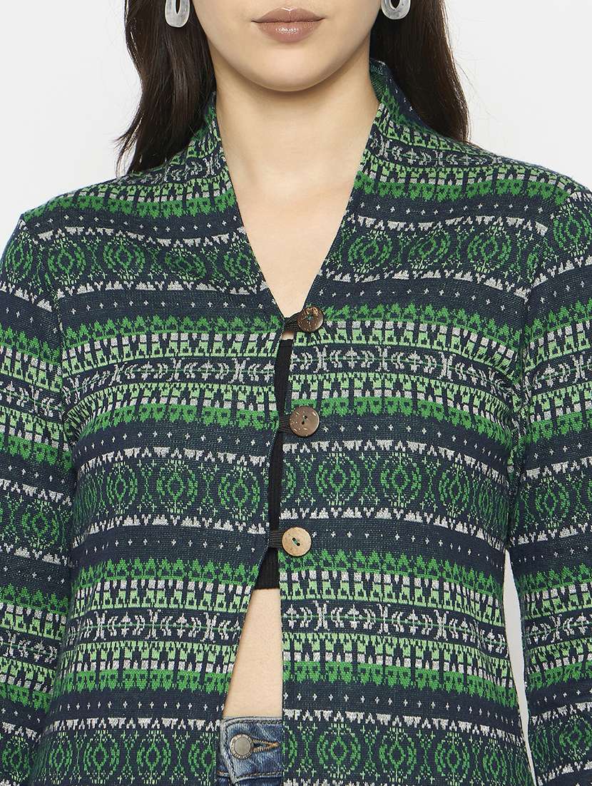 women long sleeves self design cardigan - 21724257 -  Standard Image - 4