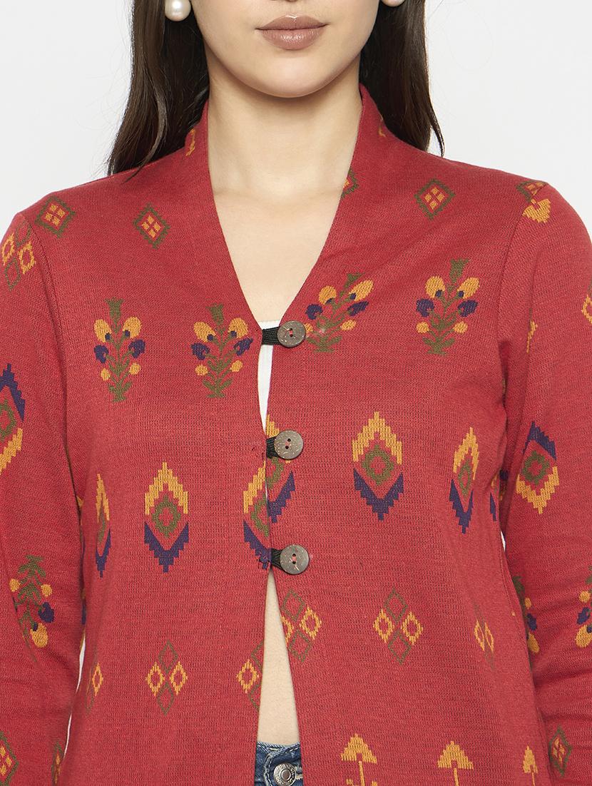 women long sleeves self design cardigan - 21724259 - Standard Image - 4