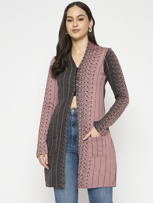 women acrylic long sleeve cardigan - 21724260 - Standard Image - 0