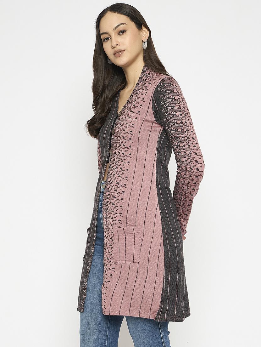 women acrylic long sleeve cardigan - 21724260 - Standard Image - 1