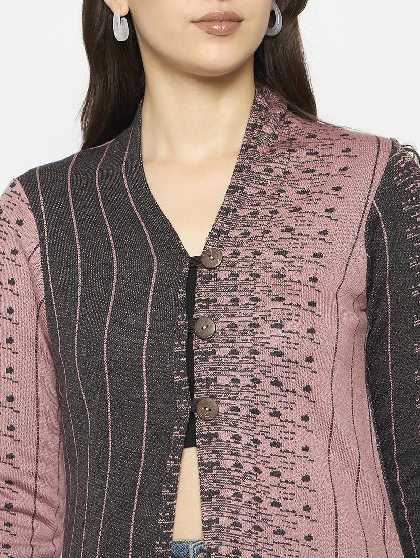 women acrylic long sleeve cardigan - 21724260 - Standard Image - 4