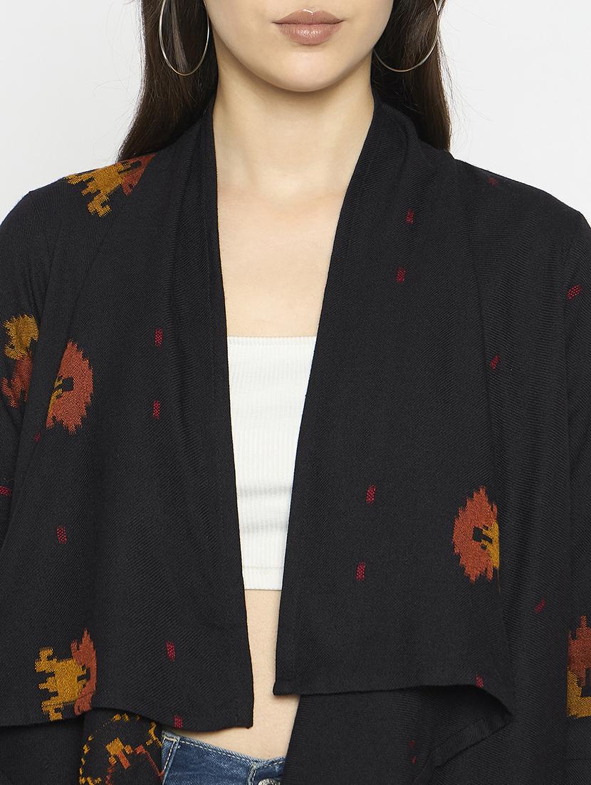 women long sleeves self design asymmetric shrug - 21724262 - Standard Image - 4
