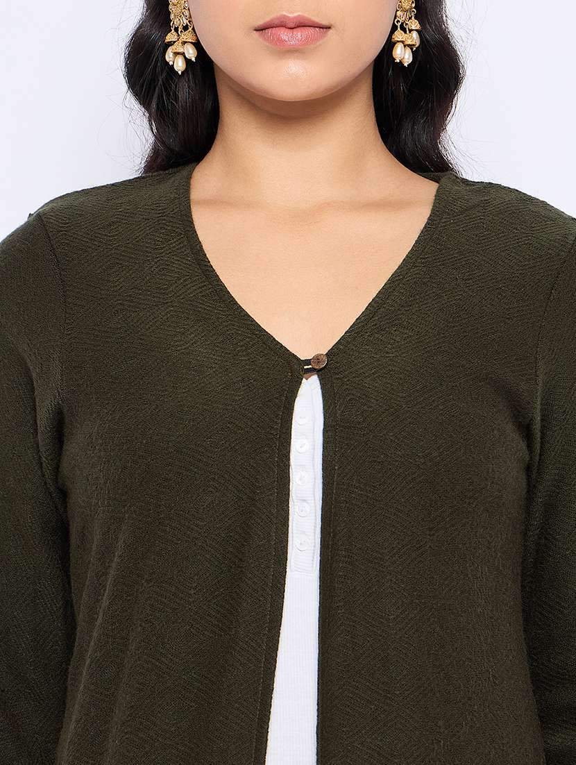 women long sleeves solid regular shrug - 21724267 -  Standard Image - 4