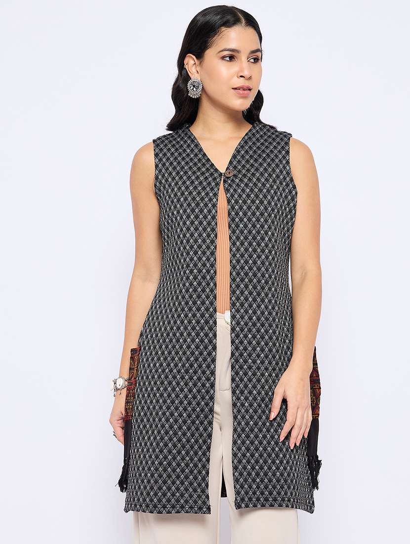 women acrylic sleeveless cardigan