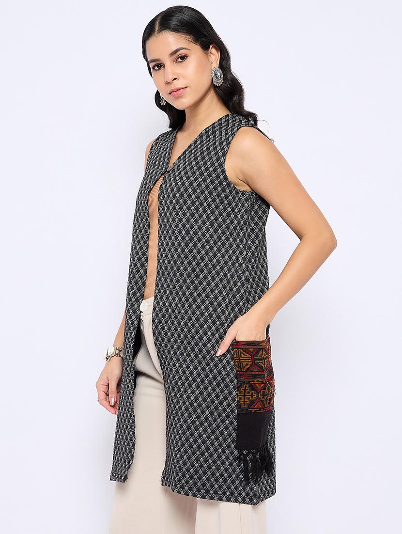women acrylic sleeveless cardigan - 21724268 -  Standard Image - 1