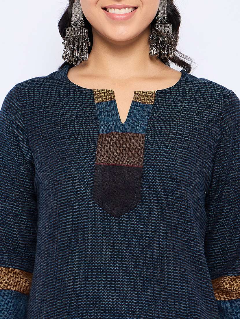 women self designed long sleeves woolen kurta - 21724276 -  Standard Image - 4