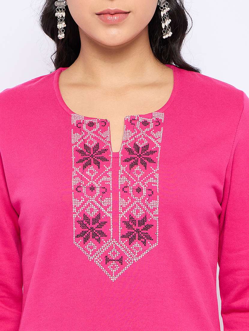 women self designed long sleeves woolen kurta - 21724282 -  Standard Image - 4