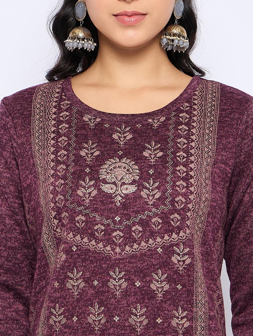 women self designed long sleeves woolen kurta - 21724291 - Standard Image - 4