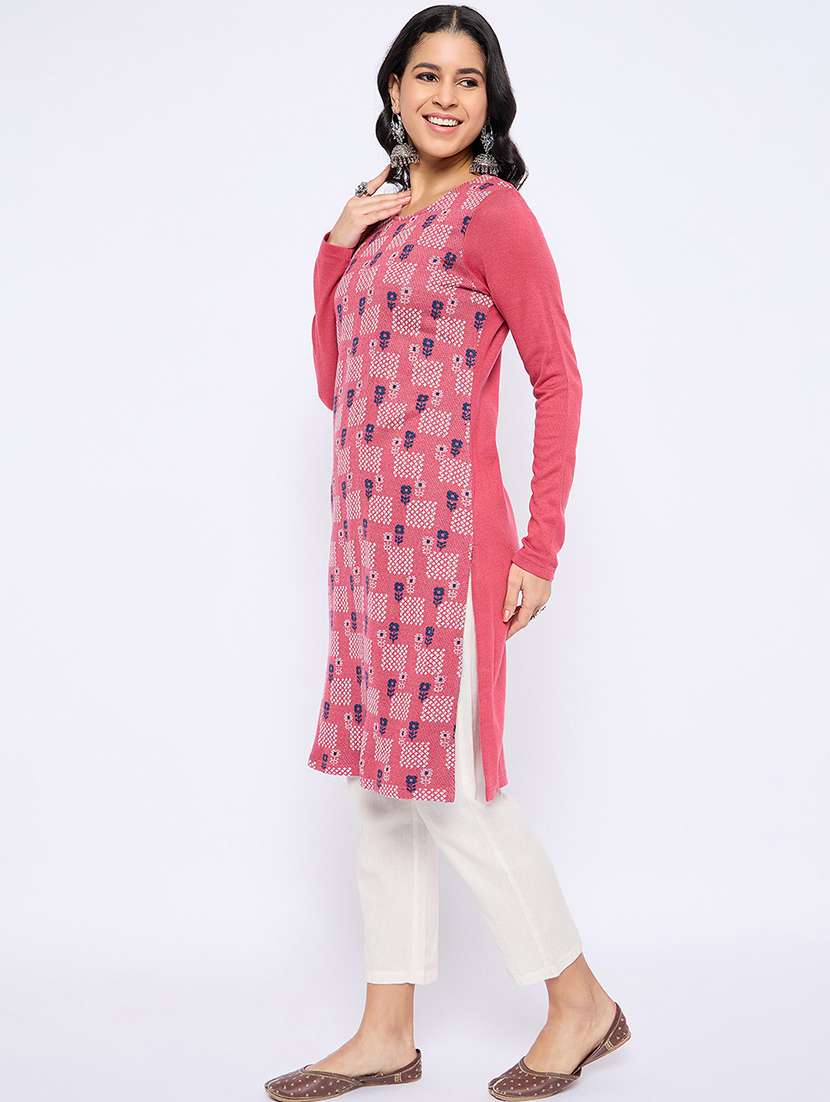 women self designed long sleeves woolen kurta - 21724295 -  Standard Image - 1