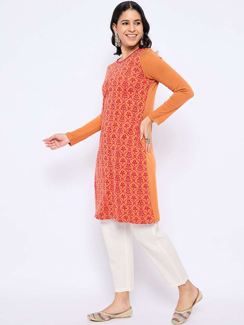 women self designed long sleeves woolen kurta - 21724302 -  Standard Image - 1