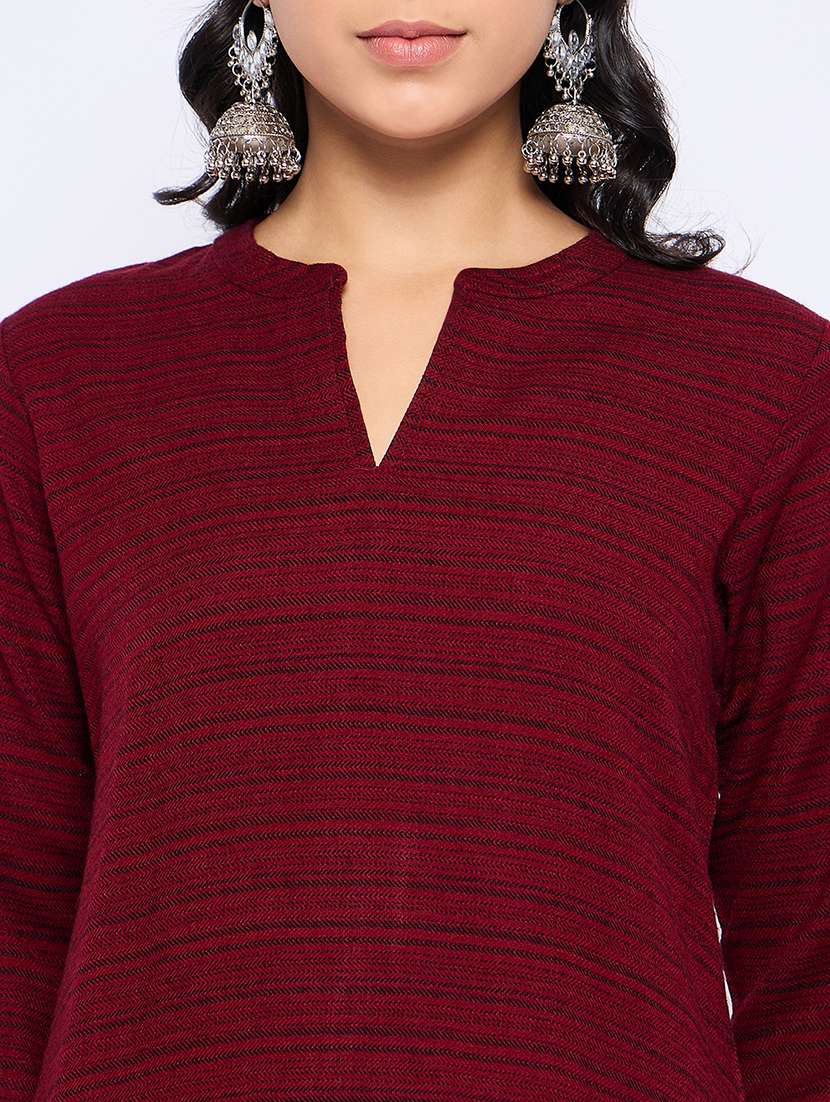 women self designed long sleeves woolen kurta - 21724304 -  Standard Image - 4