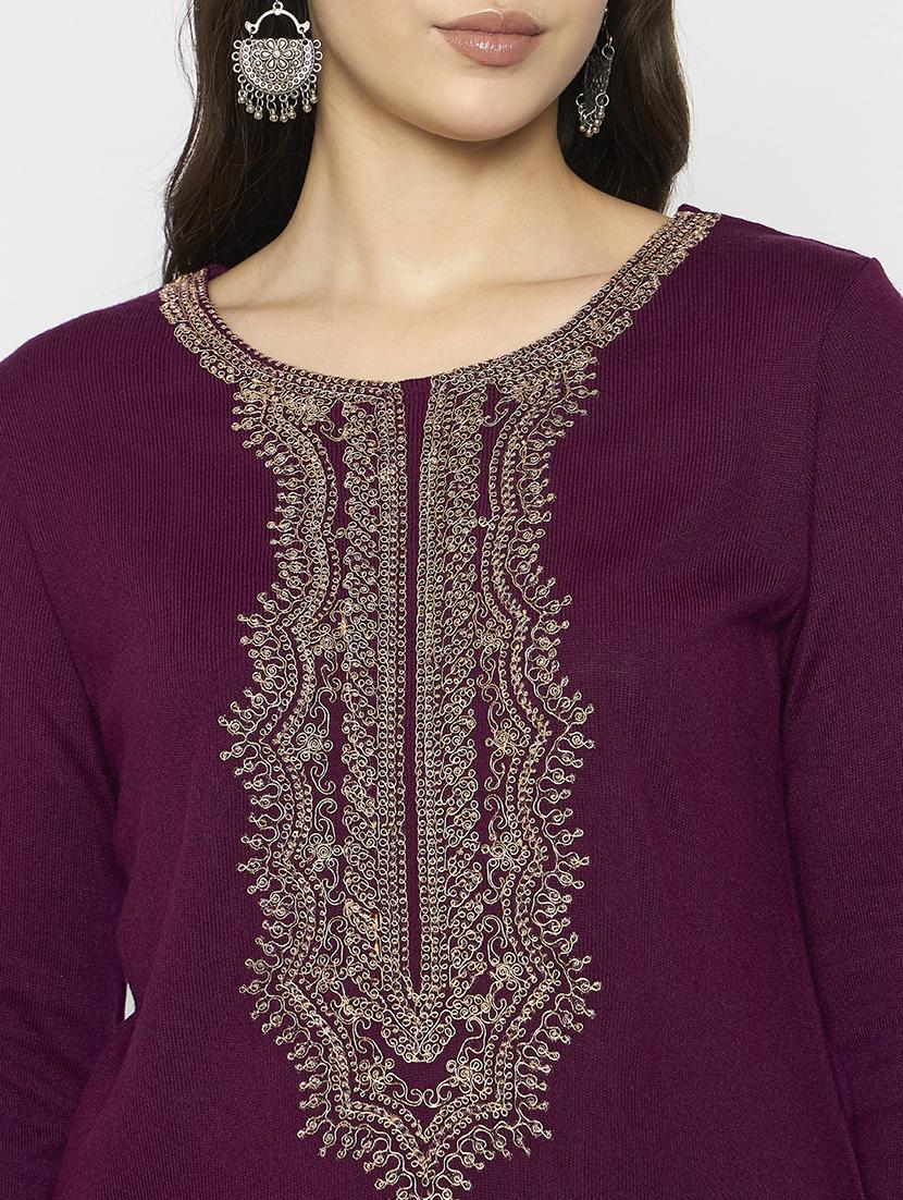 women embroidered long sleeves woolen kurta - 21724306 - Standard Image - 4