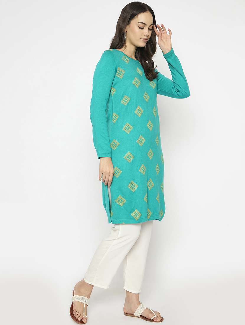 women self designed long sleeves woolen kurta - 21724313 -  Standard Image - 1