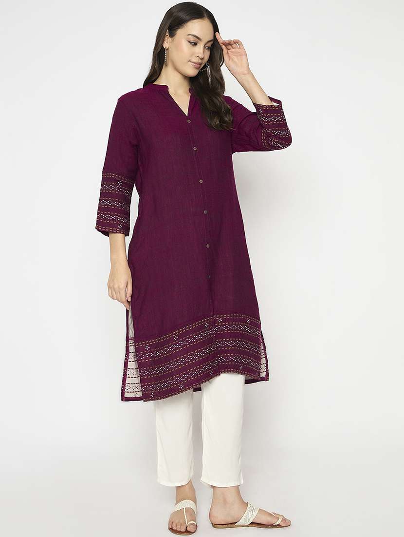 women self designed long sleeves woolen kurta