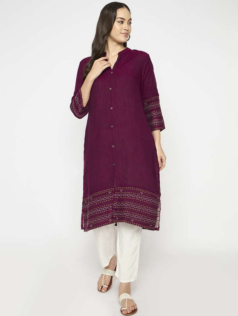 women self designed long sleeves woolen kurta - 21724316 -  Standard Image - 1