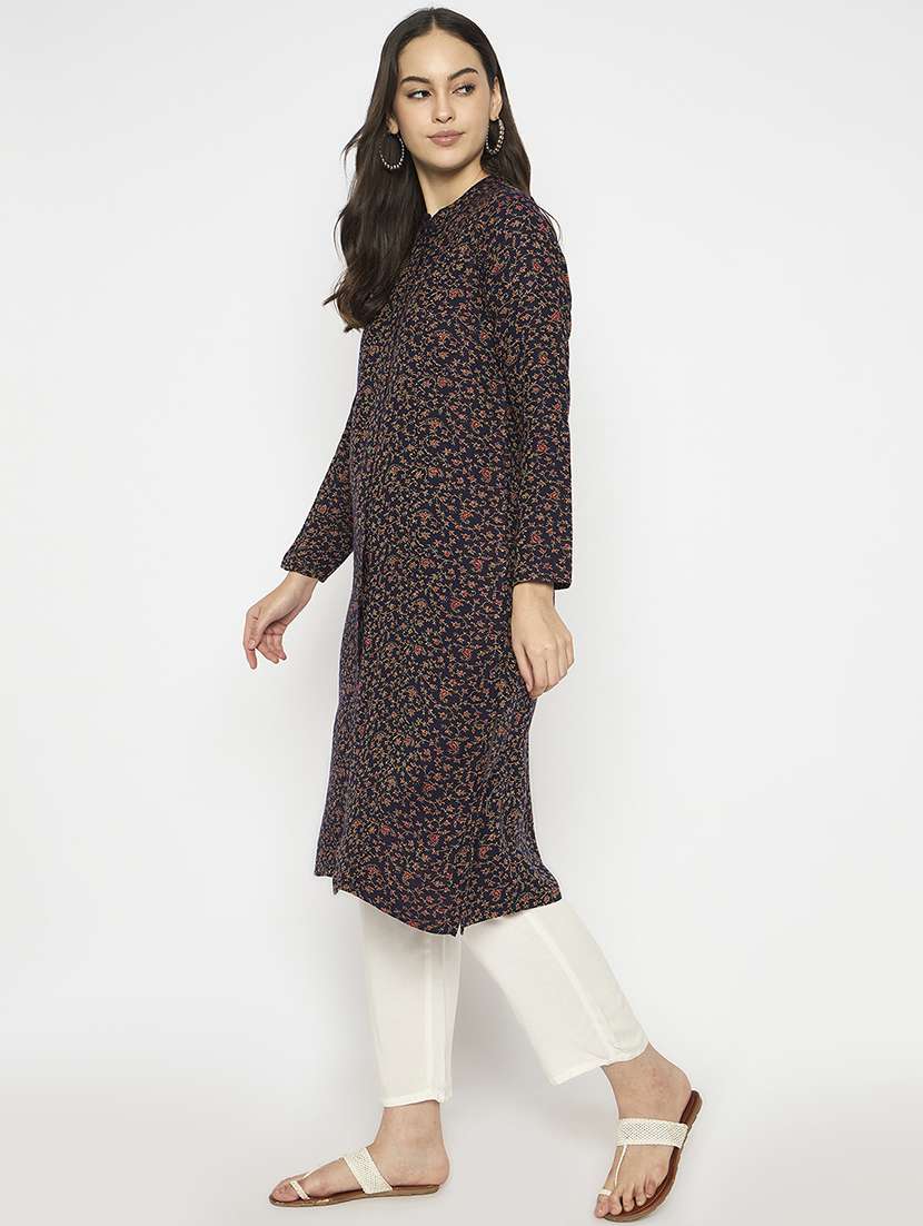 women self designed long sleeves woolen kurta - 21724318 -  Standard Image - 1