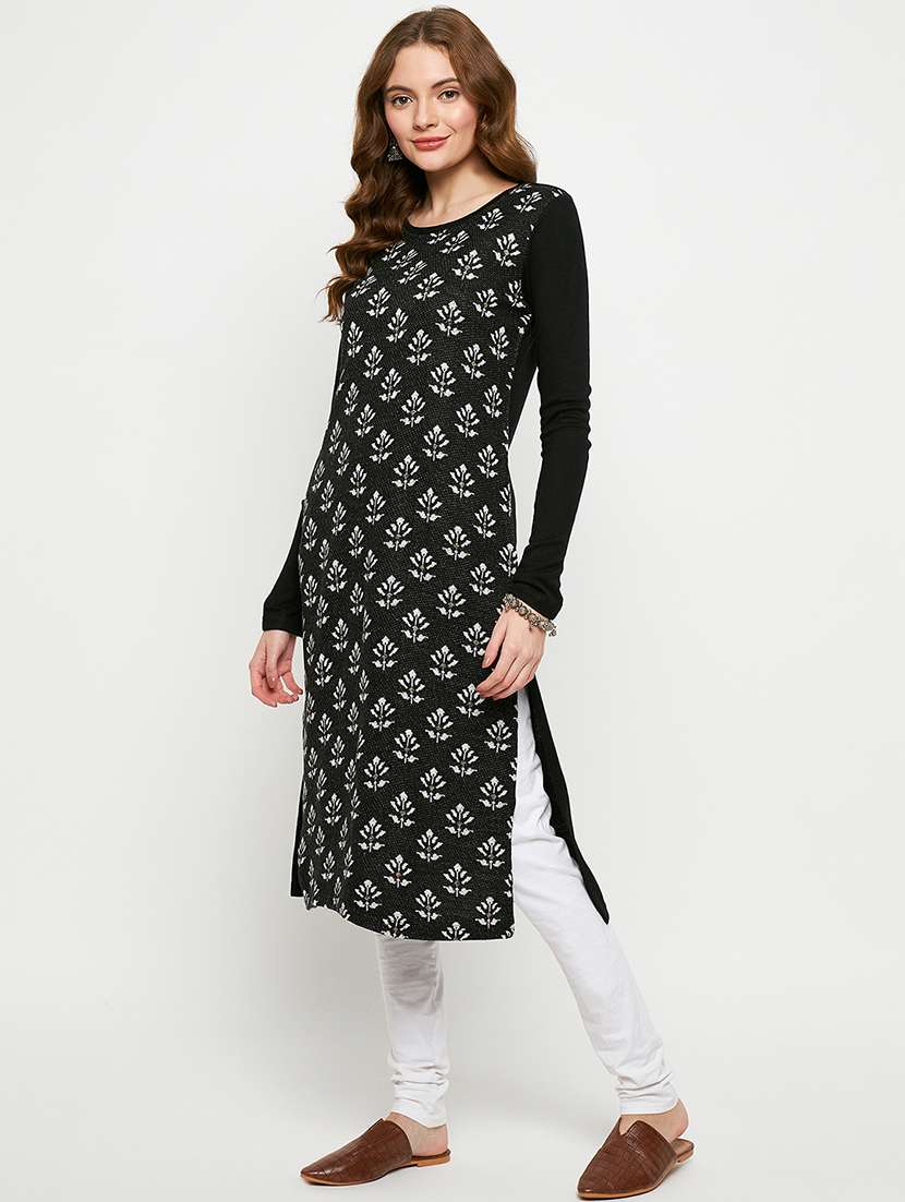 women self designed long sleeves woolen kurta - 21724322 -  Standard Image - 1