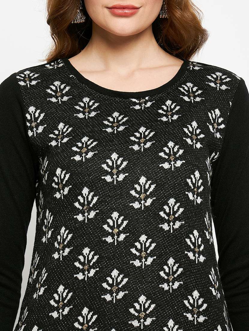 women self designed long sleeves woolen kurta - 21724322 -  Standard Image - 4