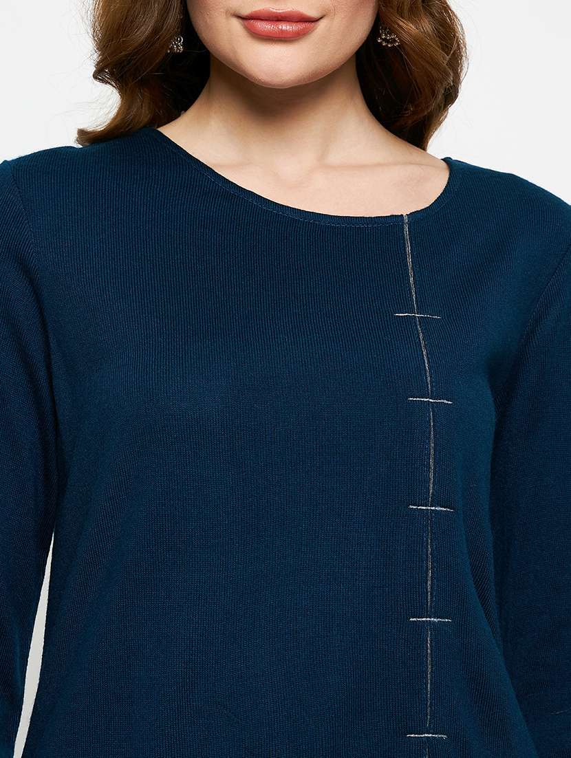 women solid long sleeves woolen kurta - 21724324 -  Standard Image - 4