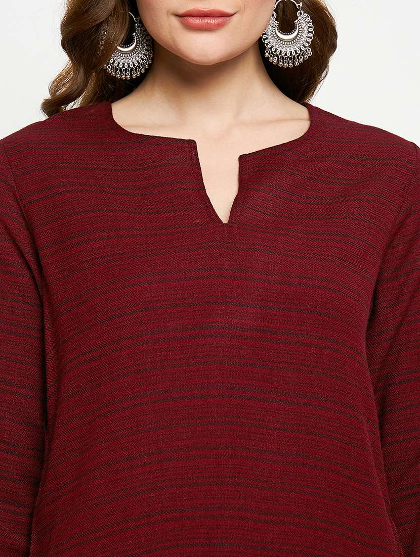 women sellf designed long sleeves woolen kurta - 21724327 - Standard Image - 4
