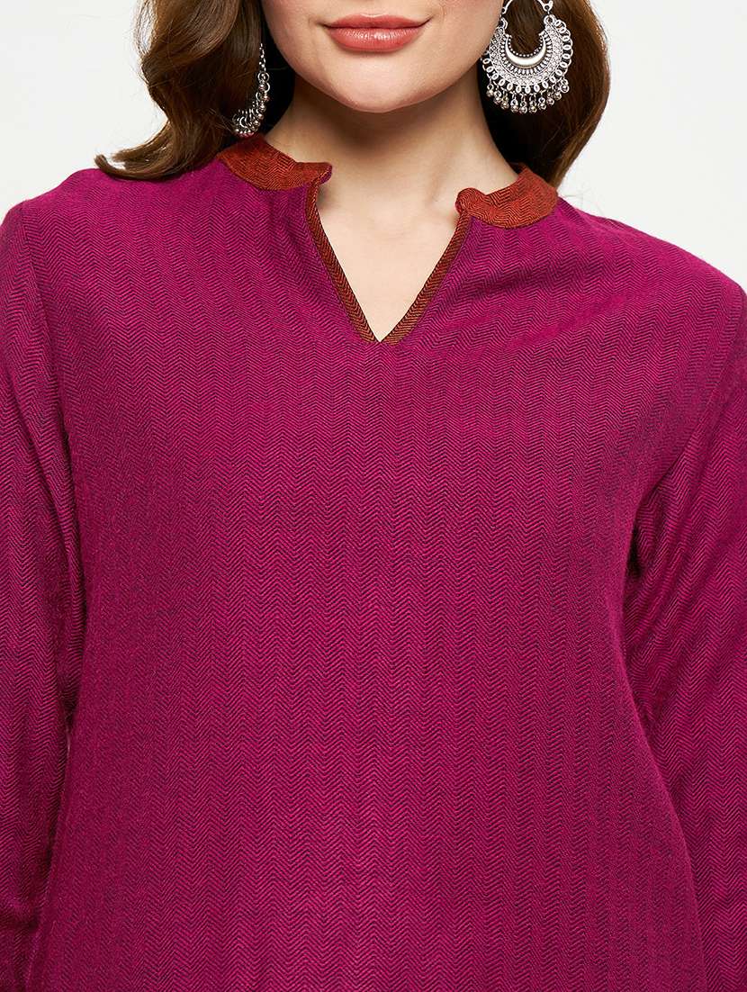 women self designed long sleeves woolen kurta - 21724331 - Standard Image - 4