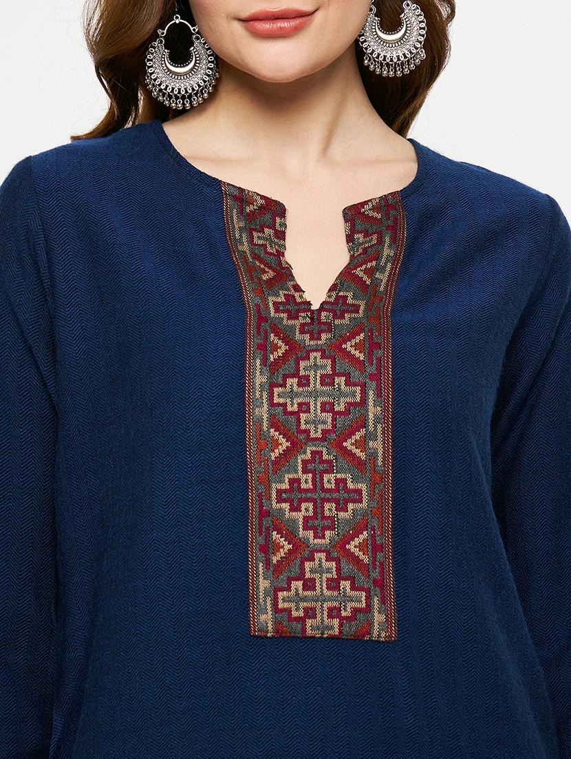 women self designed long sleeves woolen kurta - 21724332 - Standard Image - 4
