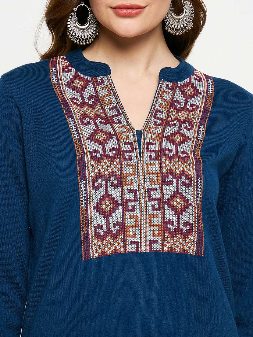 women self designed long sleeves woolen kurta - 21724333 -  Standard Image - 4