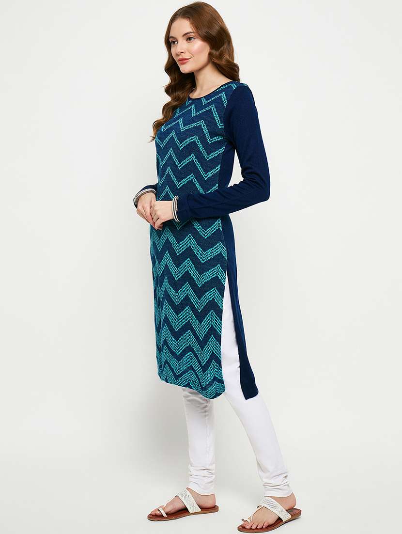 women self designed long sleeves woolen kurta - 21724339 -  Standard Image - 1