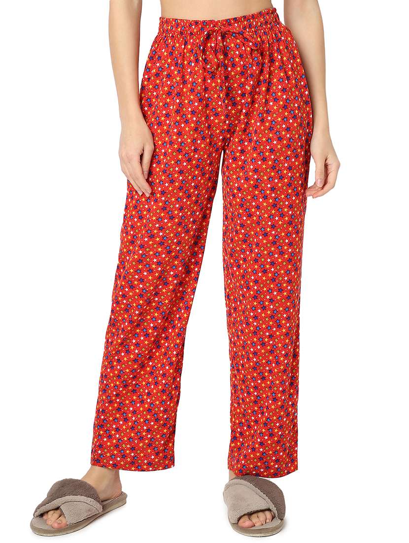 women printed high rise sleepwear pyjama