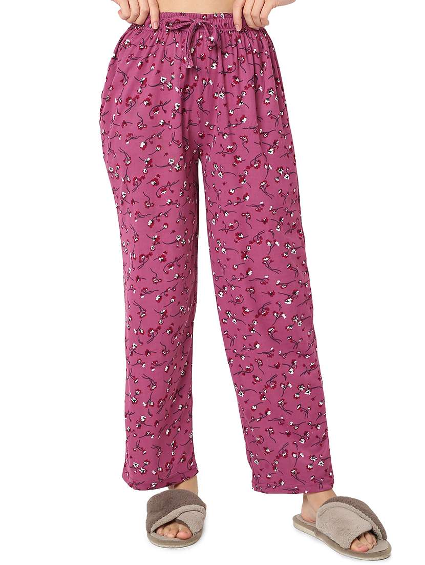 women printed high rise sleepwear pyjama