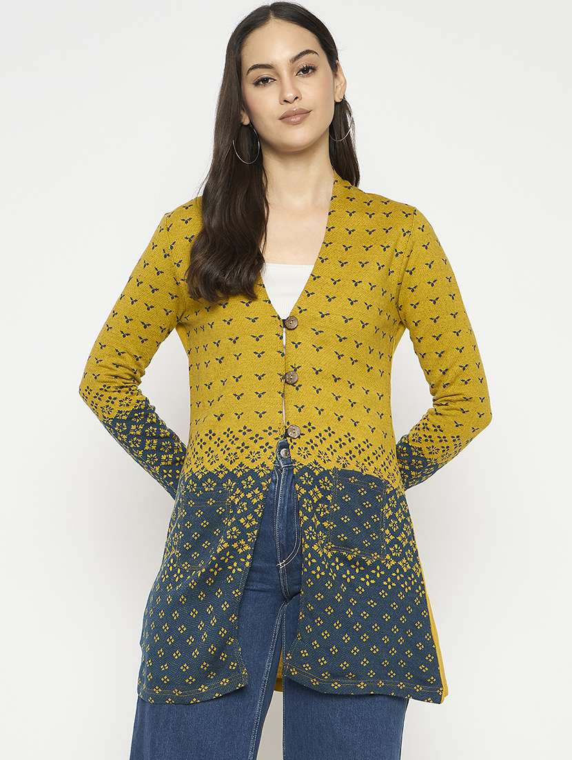 women long sleeves self design cardigan - 21724351 -  Zoom Image - 0