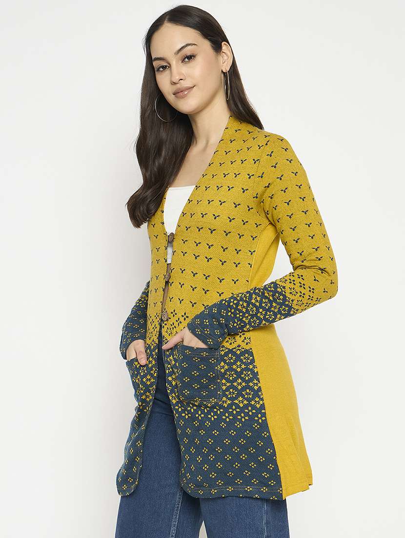 women long sleeves self design cardigan - 21724351 -  Standard Image - 1