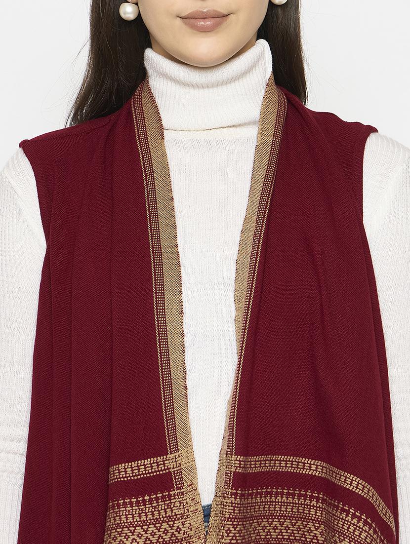 women sleeveless self design asymmetric shrug - 21724352 - Standard Image - 4