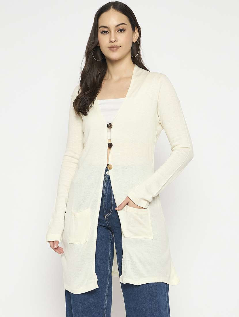 women acrylic long sleeve cardigan